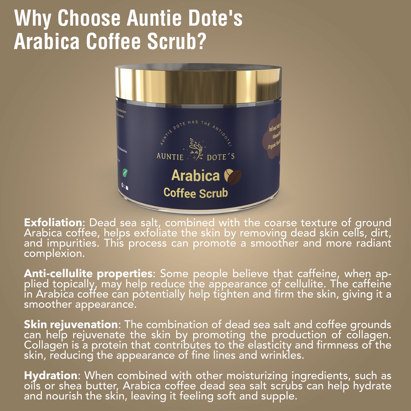 Auntie Dote's Arabica Coffee Dead Sea Salt Scrub 100g