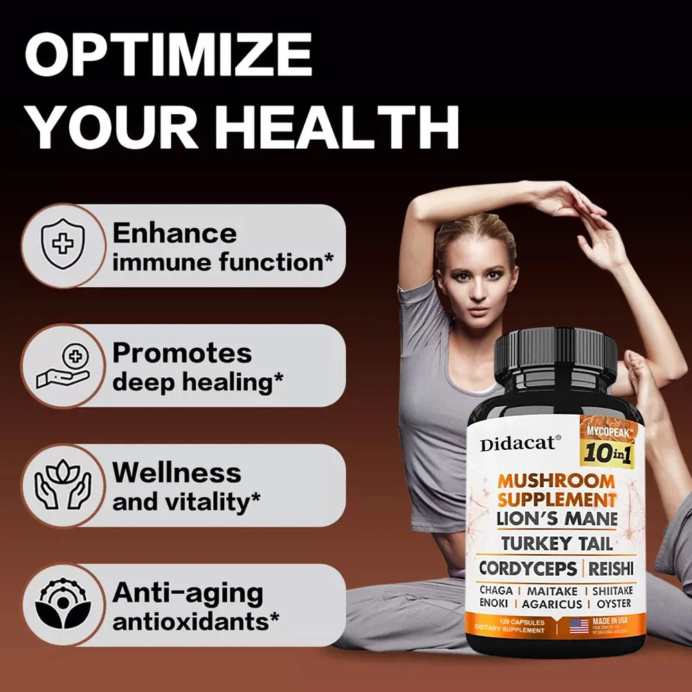 Mushroom Supplement 10X Complex for Brain Focus