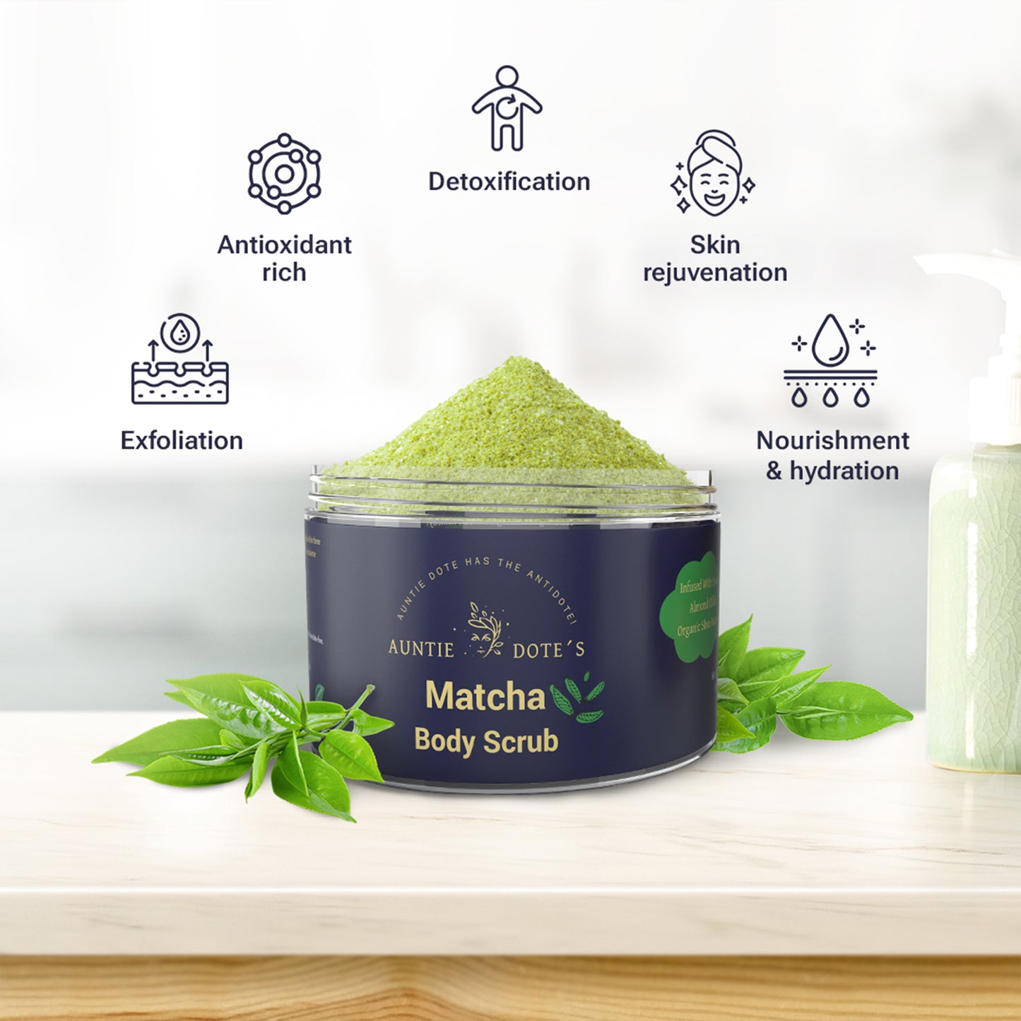 Auntie Dote's Matcha Infused Dead Sea Salt Scrub