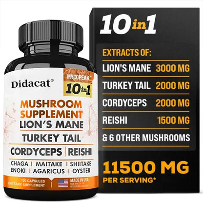Mushroom Supplement 10X Complex for Brain Focus